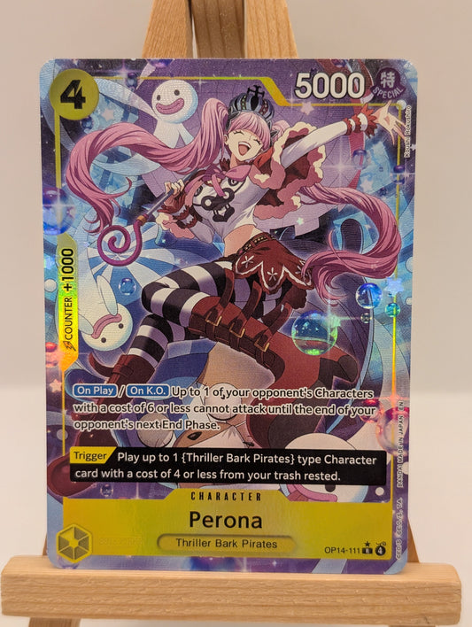 One Piece Perona OP14-111 SR Alternate Art - The Azure Sea's Seven - English FRENLY BRICKS - Open 7 Days