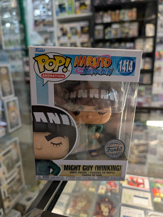 FUNKO POP NARUTO SHIPPUDEN MIGHT GUY WINKING #1414 EXCLUSIVE VINYL FIGURE FRENLY BRICKS - Open 7 Days