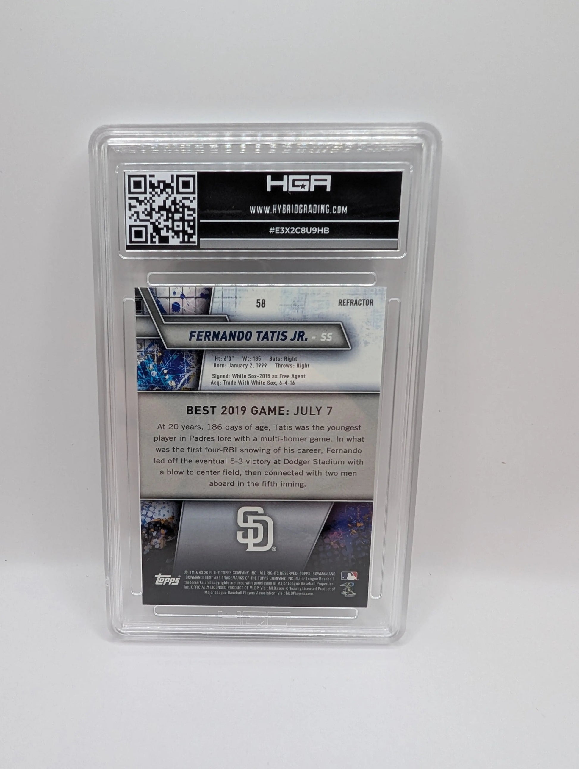 2019 Bowman's Best Fernando Tatis Jr. RC Rookie #58 Padres HGA 9 FRENLY BRICKS - Open 7 Days