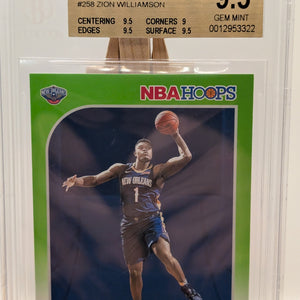 ZION WILLIAMSON #258
2019 PANINI HOOPS Neon Green BGS 9.5 Rookie FRENLY BRICKS - Open 7 Days