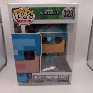 Funko Pop!  Minecraft - Alex In Diamond Armor # 323 2018 vaulted FRENLY BRICKS - Open 7 Days