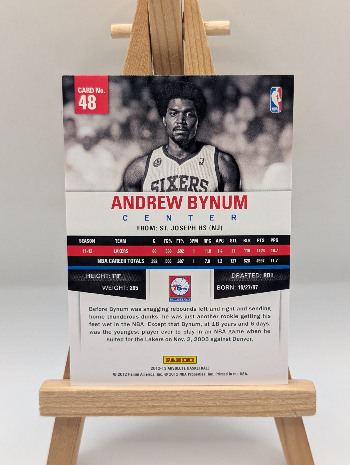 ANDREW BYNUM 2012-13 PANINI ABSOLUTE SPECTRUM 1/1 SSP 76ers FRENLY BRICKS - Open 7 Days