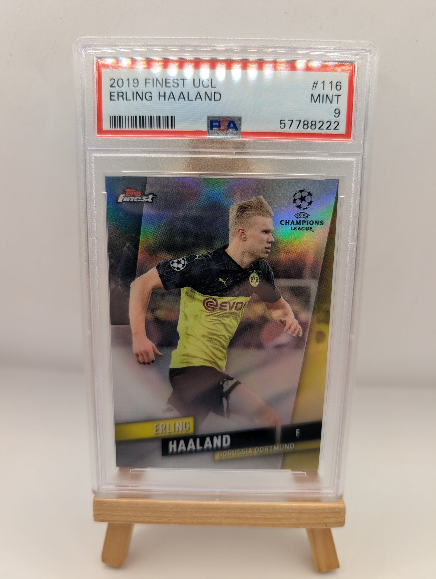 2019-20 Topps Finest Ucl Erling Haaland Refractor Rc #116 SP PSA 9 FRENLY BRICKS - Open 7 Days