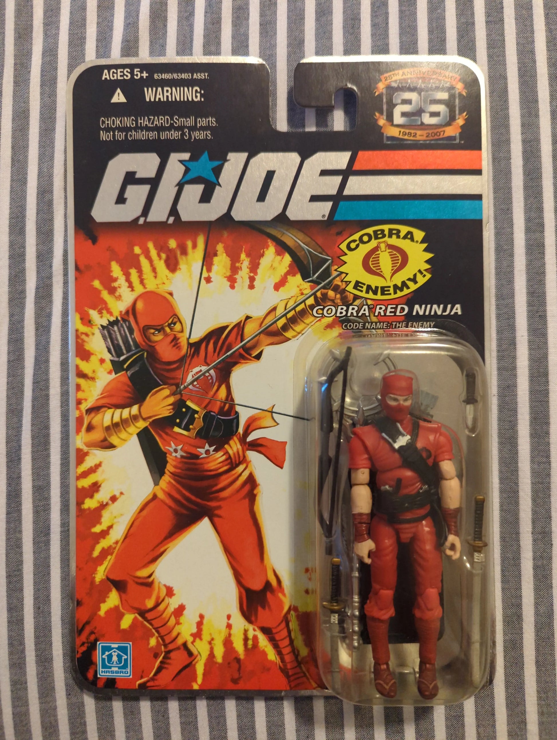 HASBRO 2007 GI Joe 25th Anniversary COBRA RED NINJA The Enemy Action Figure MOC FRENLY BRICKS - Open 7 Days