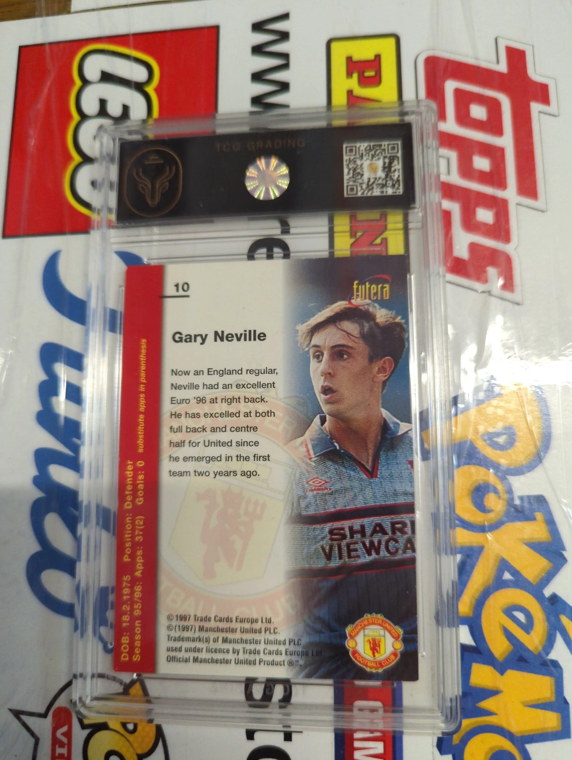 1997 Futera Manchester United Gary Neville #10 TCG 7 graded FRENLY BRICKS - Open 7 Days