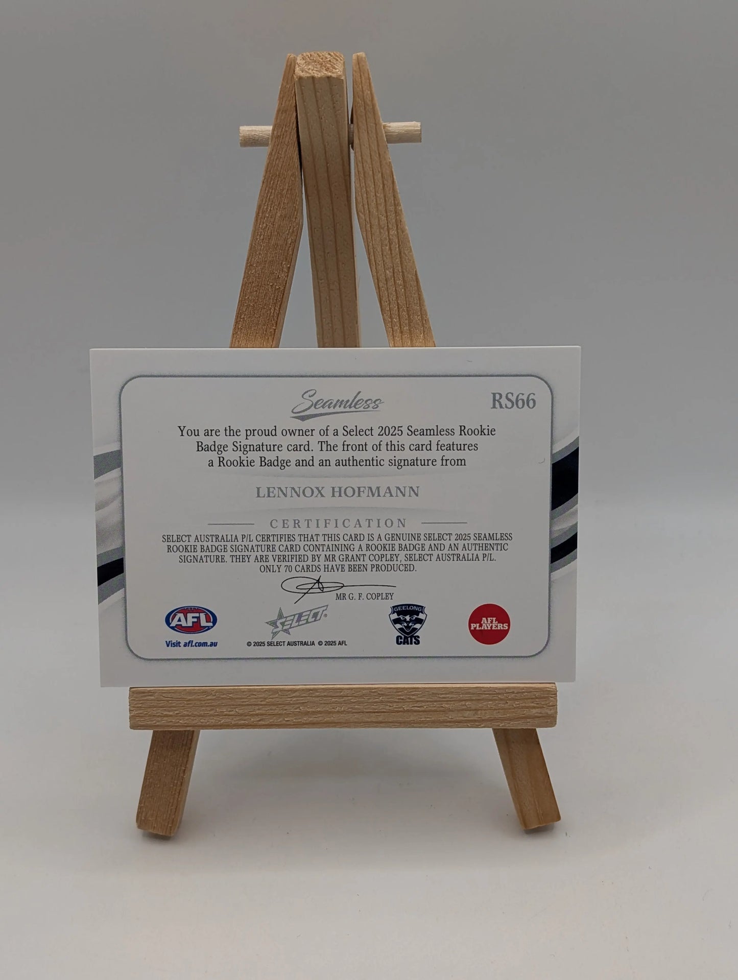2025 AFL Select Seamless Rookie Badge Signature Lennox Hofmann /70 FRENLY BRICKS - Open 7 Days