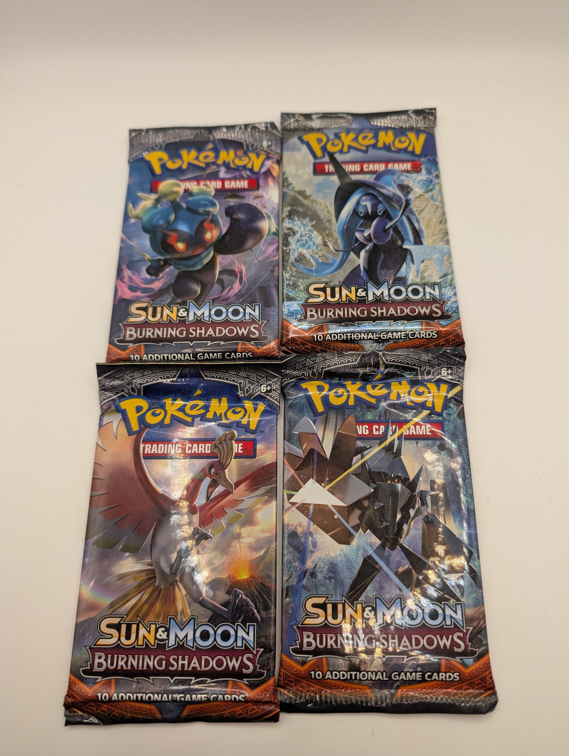 POKEMON TCG BURNING SHADOWS BOOSTER PACKS COMPLETE ART SET 4 SEALED PACKS NEW FRENLY BRICKS - Open 7 Days