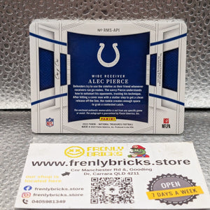 2022 Panini National Treasures NFL ALEC PIERCE 1/1 one of one Patch Auto FRENLY BRICKS - Open 7 Days