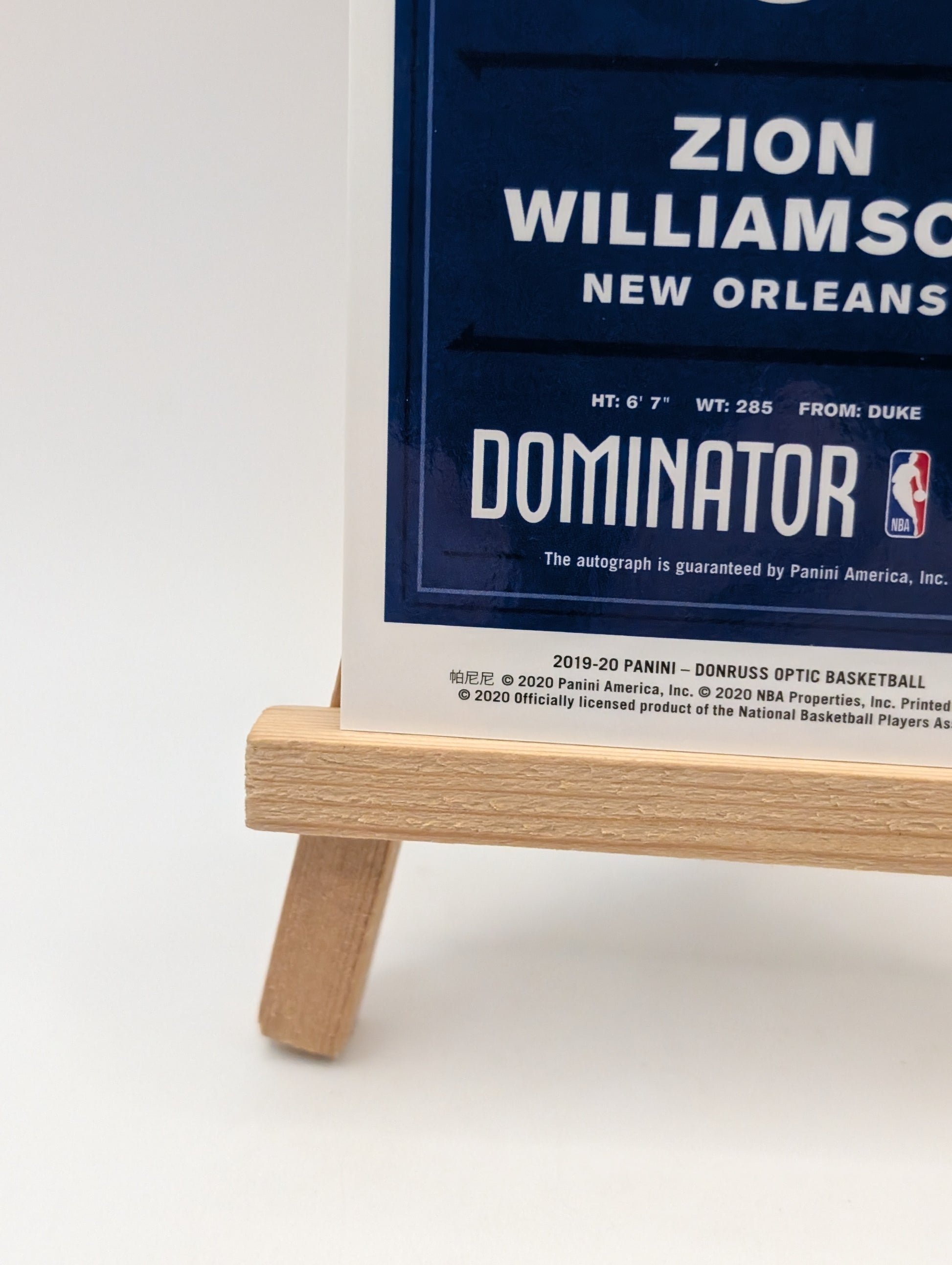 2019-20 Donruss Optic Rookie Auto Zion Williamson Dominators /49