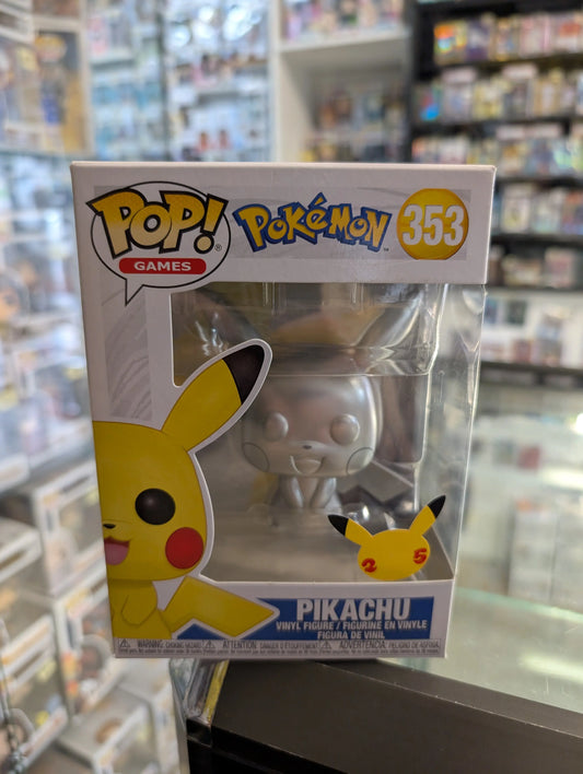 Funko Pop! Vinyl Pokémon Pikachu Metallic (353) 25th Anniversary FRENLY BRICKS - Open 7 Days