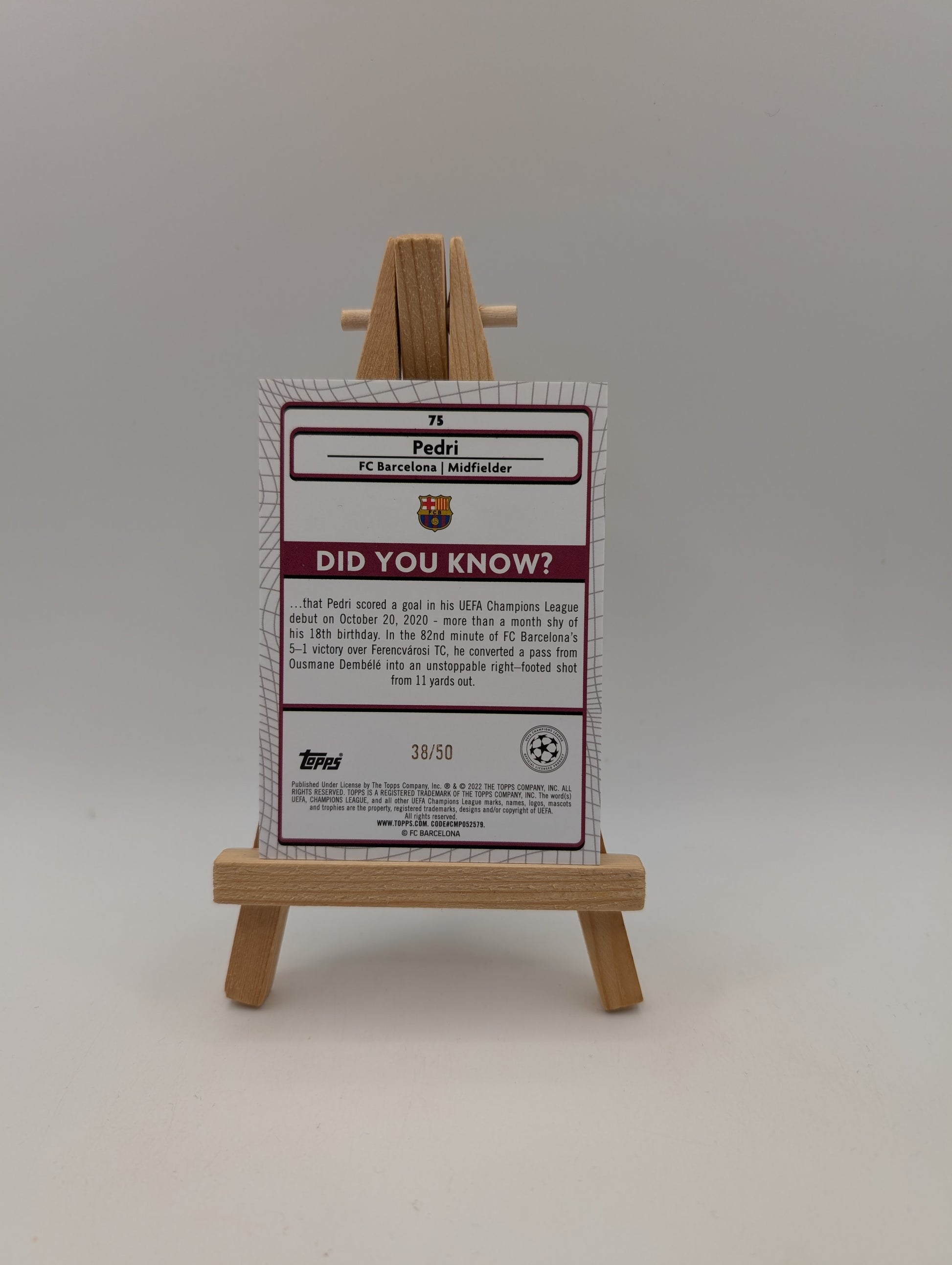 2021-22 Topps Merlin Collection Chrome UCL Gold Refractor /50 Pedri #75