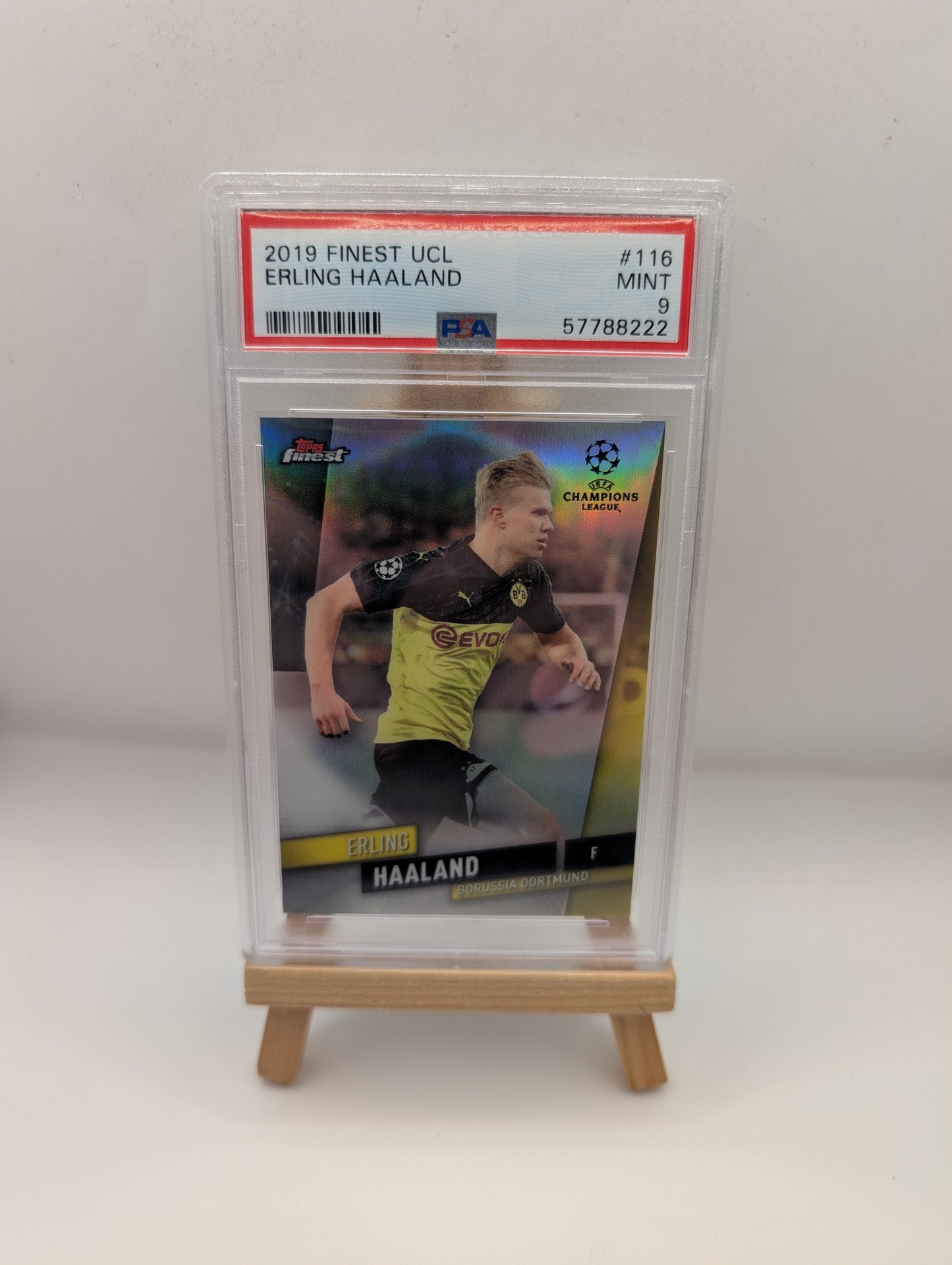 2019-20 Topps Finest Ucl Erling Haaland Refractor Rc #116 SP PSA 9 FRENLY BRICKS - Open 7 Days
