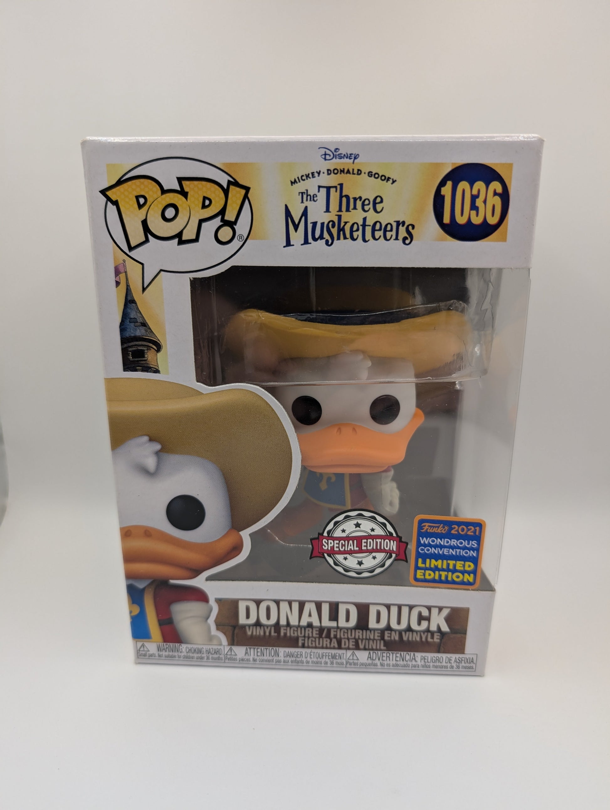 Donald Duck Pop 1036 - Disney Three Musketeers Funko Pop! - 2021 Wonderous Conv FRENLY BRICKS - Open 7 Days