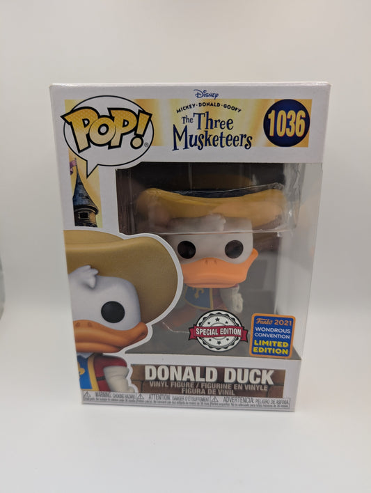 Donald Duck Pop 1036 - Disney Three Musketeers Funko Pop! - 2021 Wonderous Conv FRENLY BRICKS - Open 7 Days