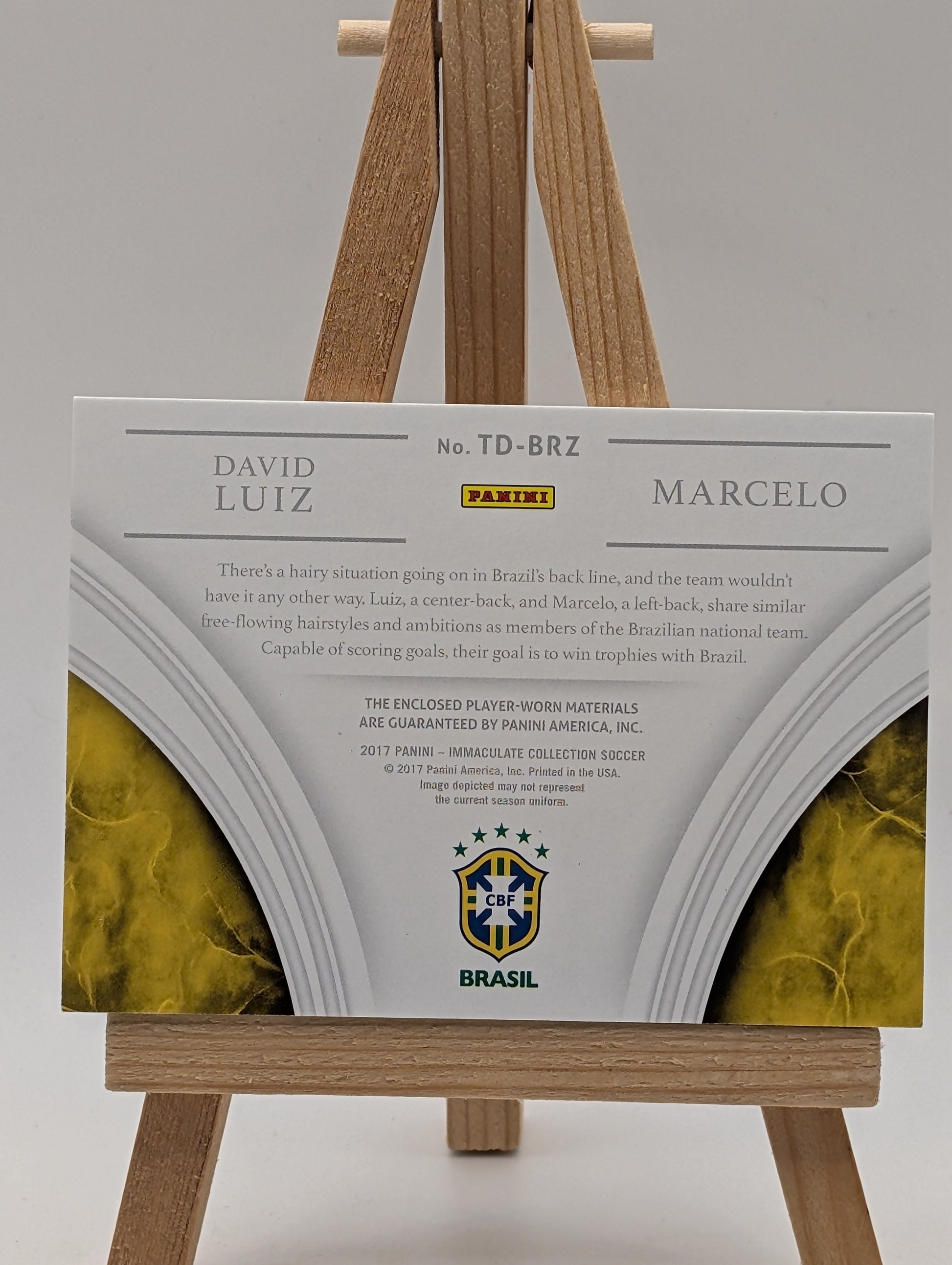 David Luiz Marcelo DUAL PATCH 2017 Immaculate TD-BRZ Remarkable Memorabilia /75 FRENLY BRICKS - Open 7 Days