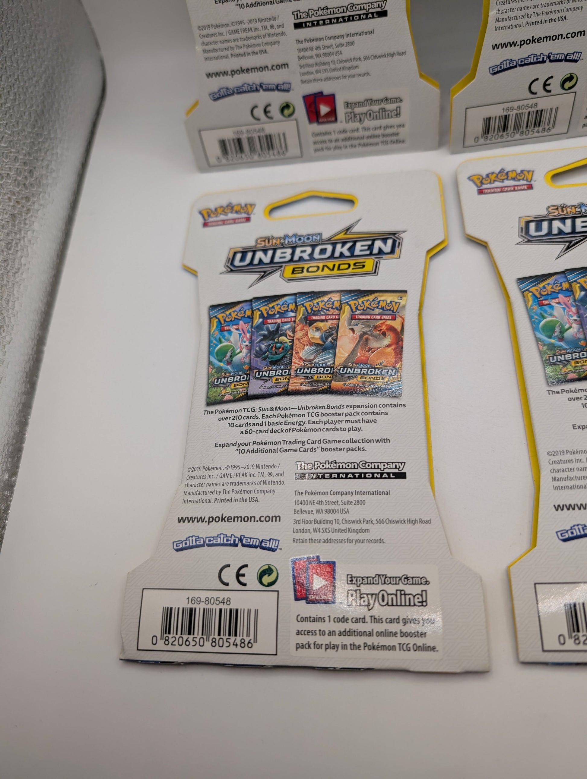 Art Set of 4 Blister Sealed Booster Packs: Pokemon SM unbroken Bonds Cards ENG FRENLY BRICKS - Open 7 Days