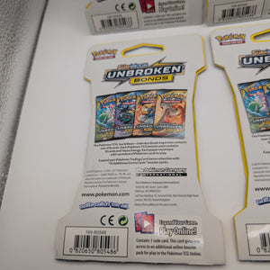 Art Set of 4 Blister Sealed Booster Packs: Pokemon SM unbroken Bonds Cards ENG FRENLY BRICKS - Open 7 Days