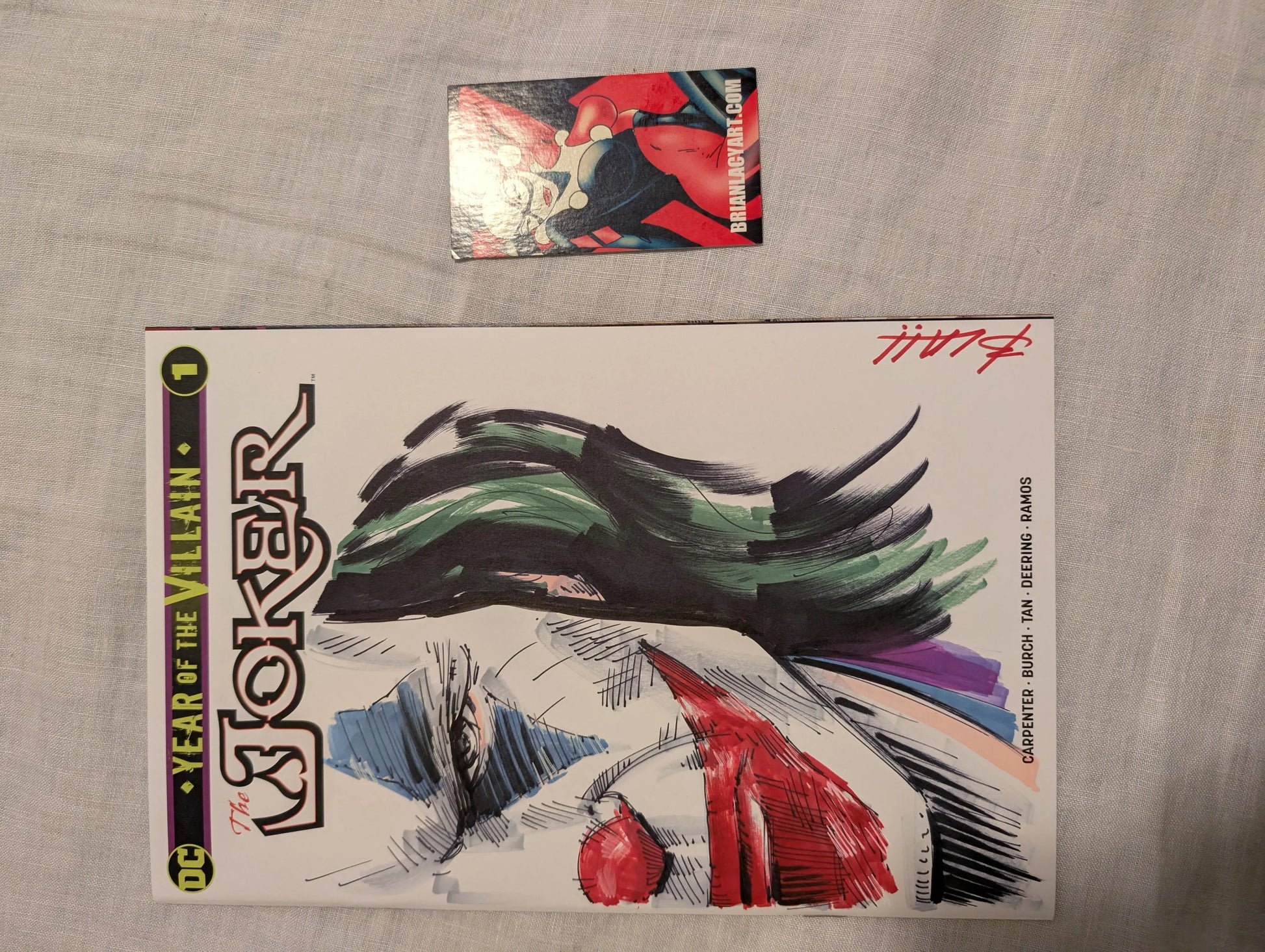 M NM Joker Year Of The Villain #1 DC Comics 2019 Brian Lacy signed 1/1 unique art FRENLY BRICKS - Open 7 Days