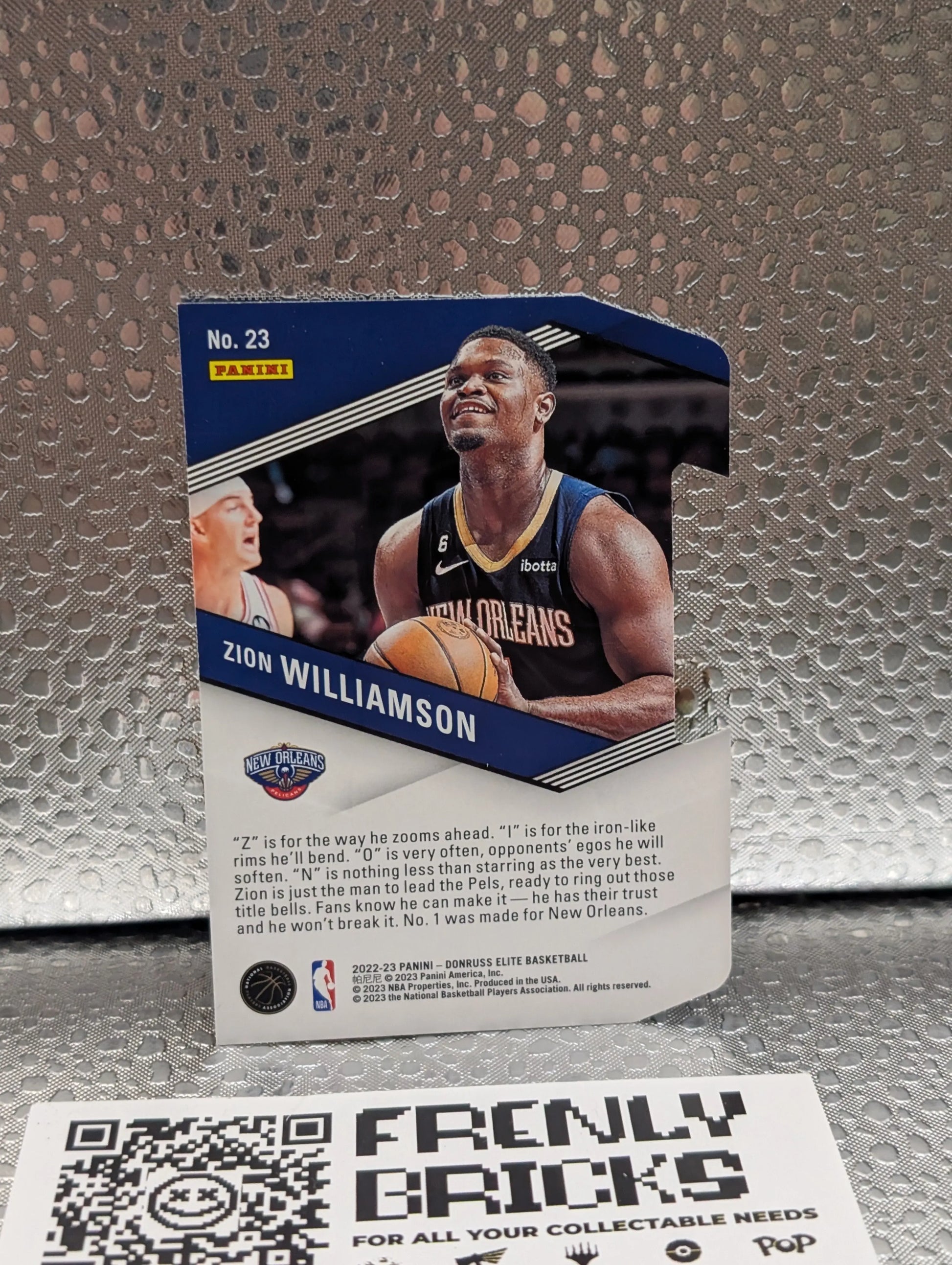 ZION WILLIAMSON 2022-23 DONRUSS ELITE SPELL BOUND ORANGE DIE-CUT LETTER "Z" #23 FRENLY BRICKS - Open 7 Days