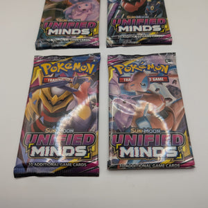 POKEMON TCG SUN & MOON UNIFIED MINDS - 4x Booster Packs - Art Set Factory Sealed FRENLY BRICKS - Open 7 Days