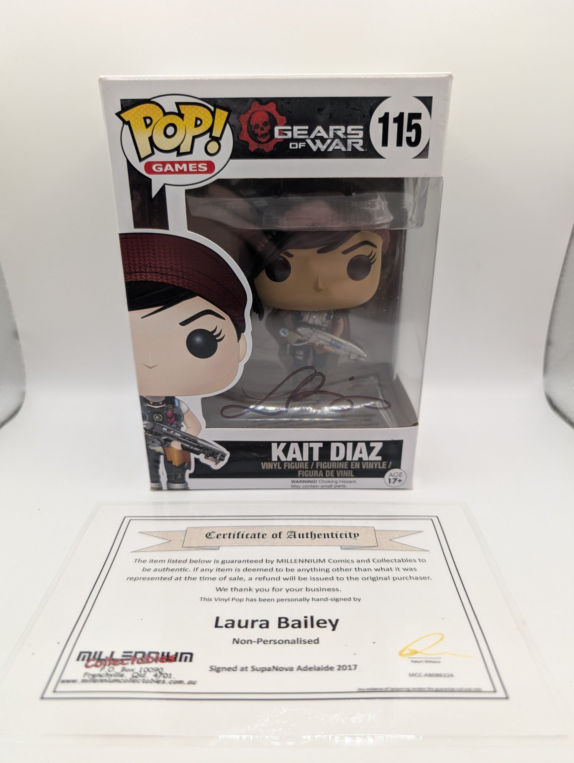 Funko POP! Games Gears of War Kate Diaz #115 Vinyl Signed Auto Laura Bailey COA FRENLY BRICKS - Open 7 Days