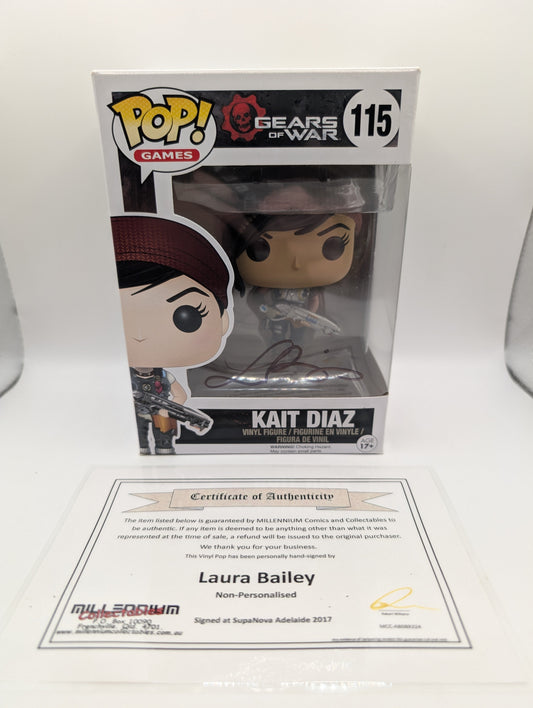 Funko POP! Games Gears of War Kate Diaz #115 Vinyl Signed Auto Laura Bailey COA FRENLY BRICKS - Open 7 Days