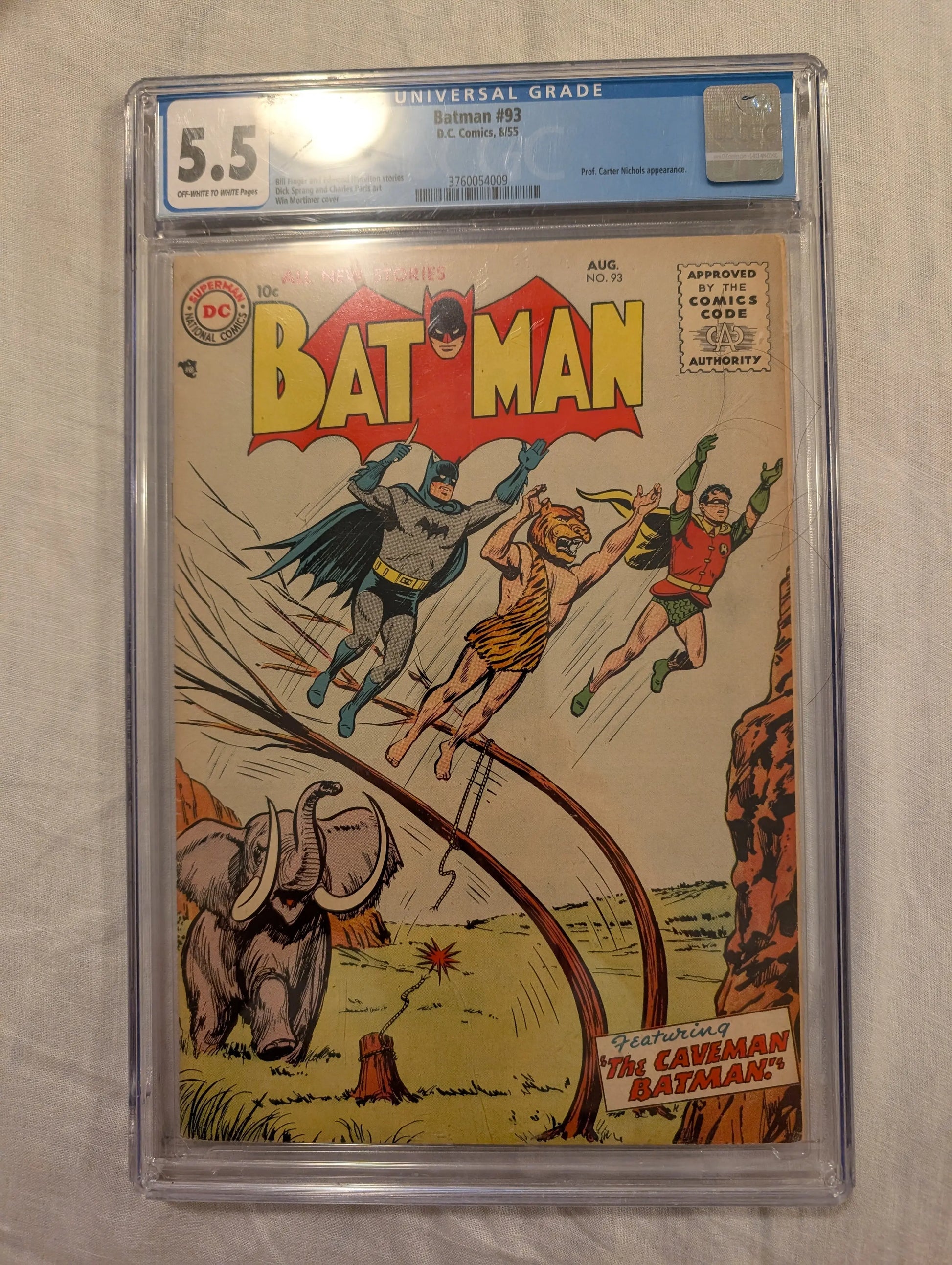 Batman #93 CGC 5.5 DC Detective Comics 1955 Win Mortimer Prof Carter Nichols App FRENLY BRICKS - Open 7 Days