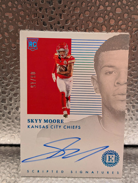 2022 Panini Encased Scripted Signatures Sapphire /15 Skyy Moore Rookie Auto RC FRENLY BRICKS - Open 7 Days