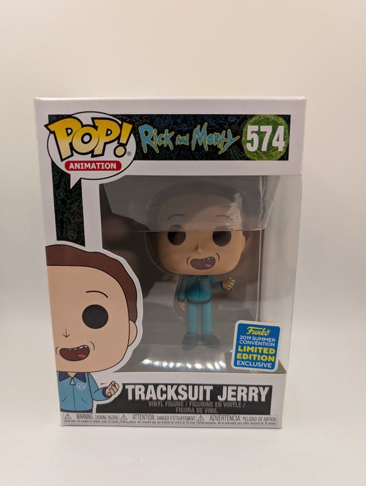 Funko Pop! Tracksuit Jerry #574 Rick and Morty 2019 SDCC Exclusive Vaulted