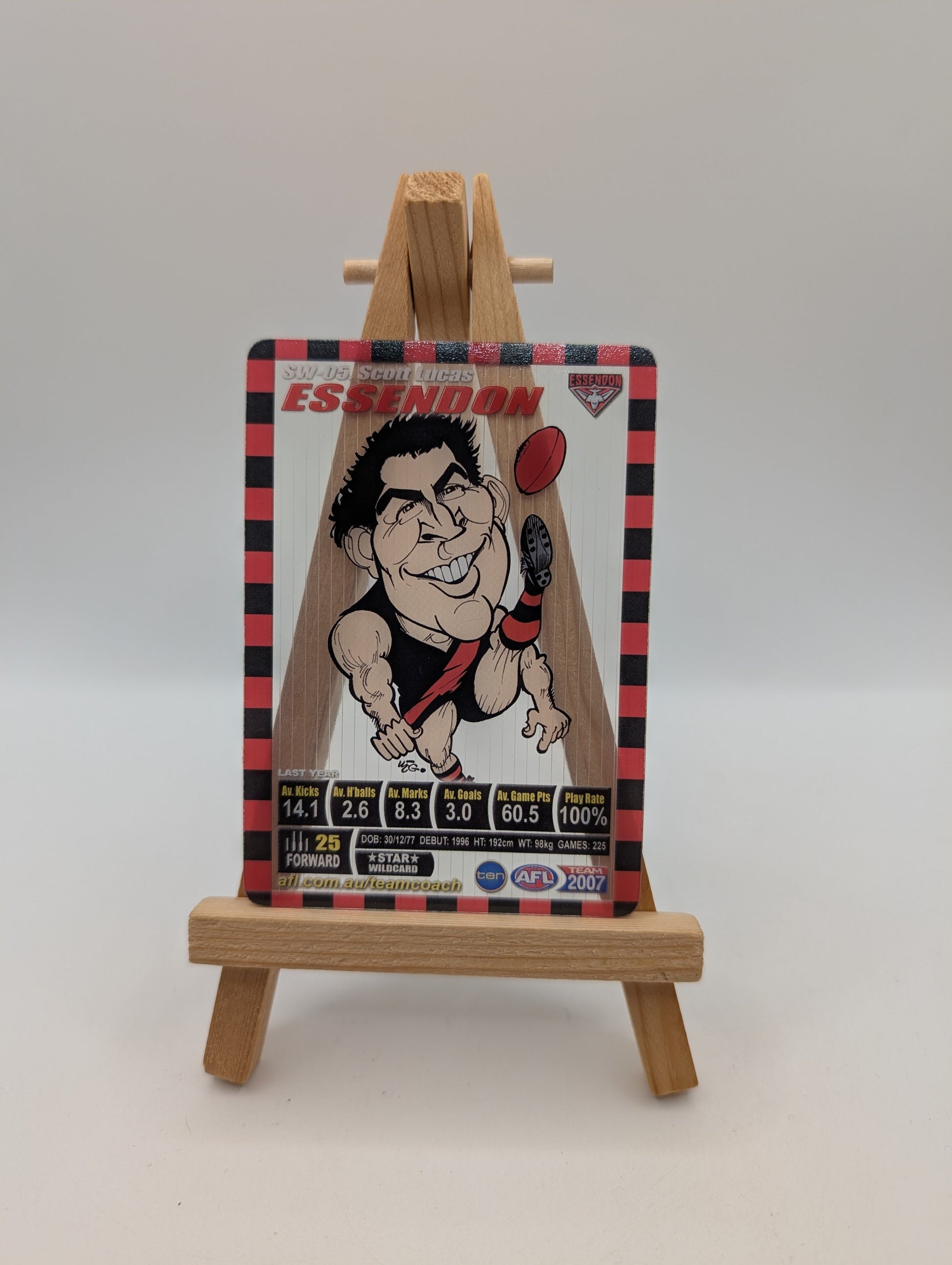 2007 AFL Teamcoach Trading Card Star Wild SW5 Scott Lucas (Essendon). FRENLY BRICKS - Open 7 Days