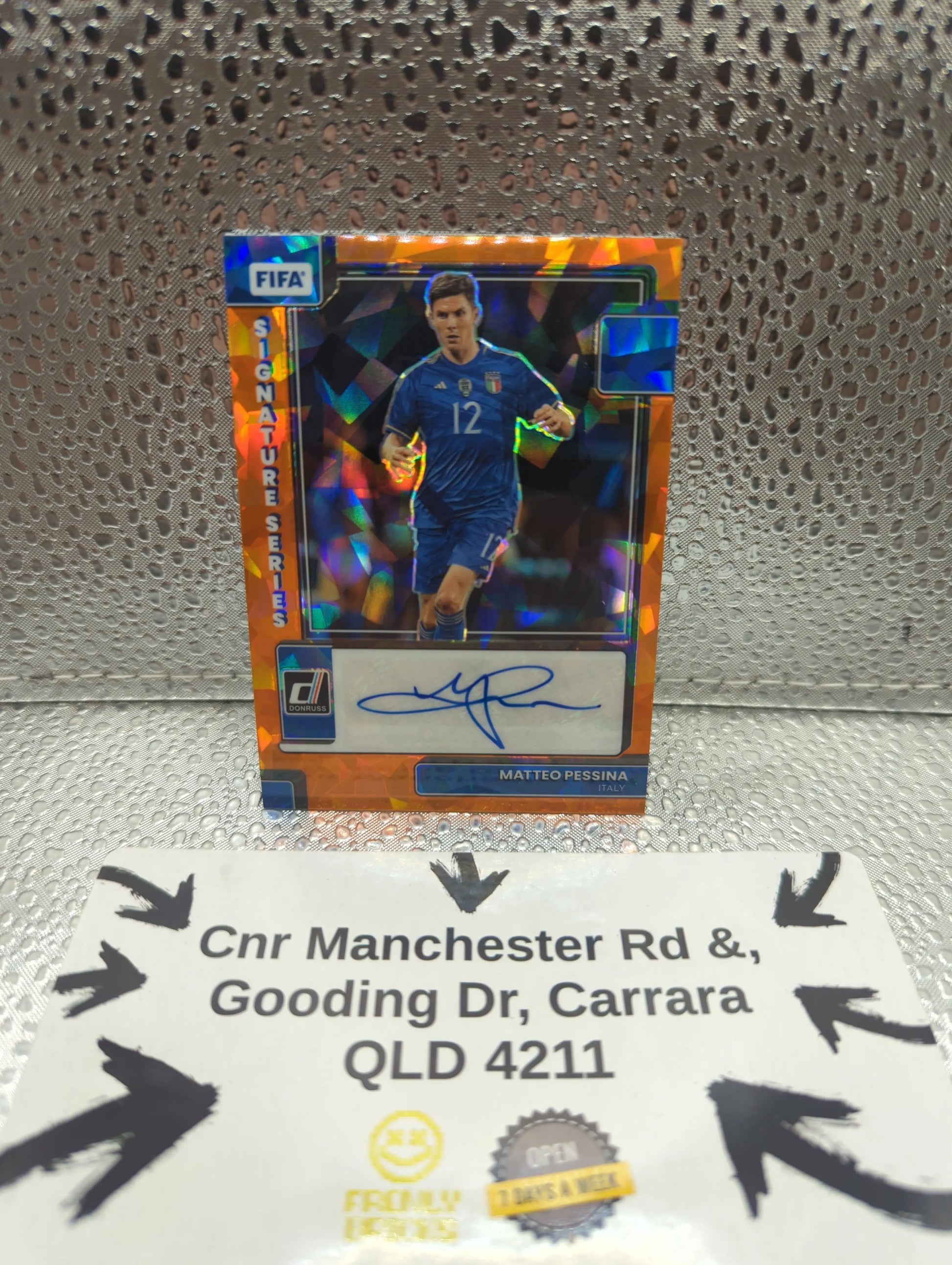 2022-23 Panini Donruss Soccer MATTEO PESSINA Auto Cracked Ice   Orange FRENLY BRICKS - Open 7 Days