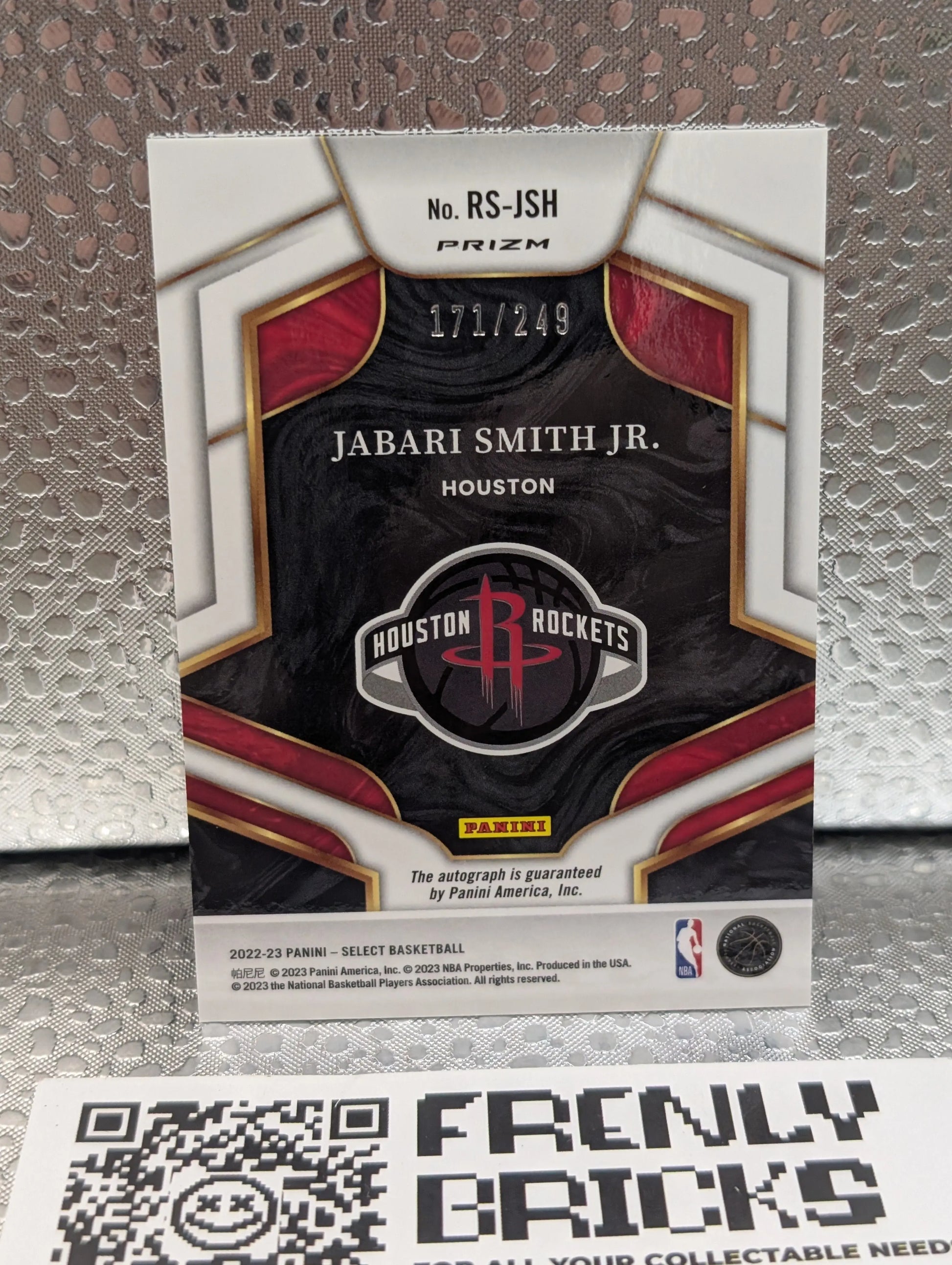 2022-23 Select Jabari Smith Jr Rookie Signatures Silver Prizm Auto /249 RC FRENLY BRICKS - Open 7 Days