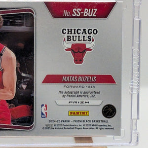 MATAS BUZELIS 2024-25 PRIZM BLACK SENSATIONAL ROOKIE RED RC AUTO /99 FRENLY BRICKS - Open 7 Days