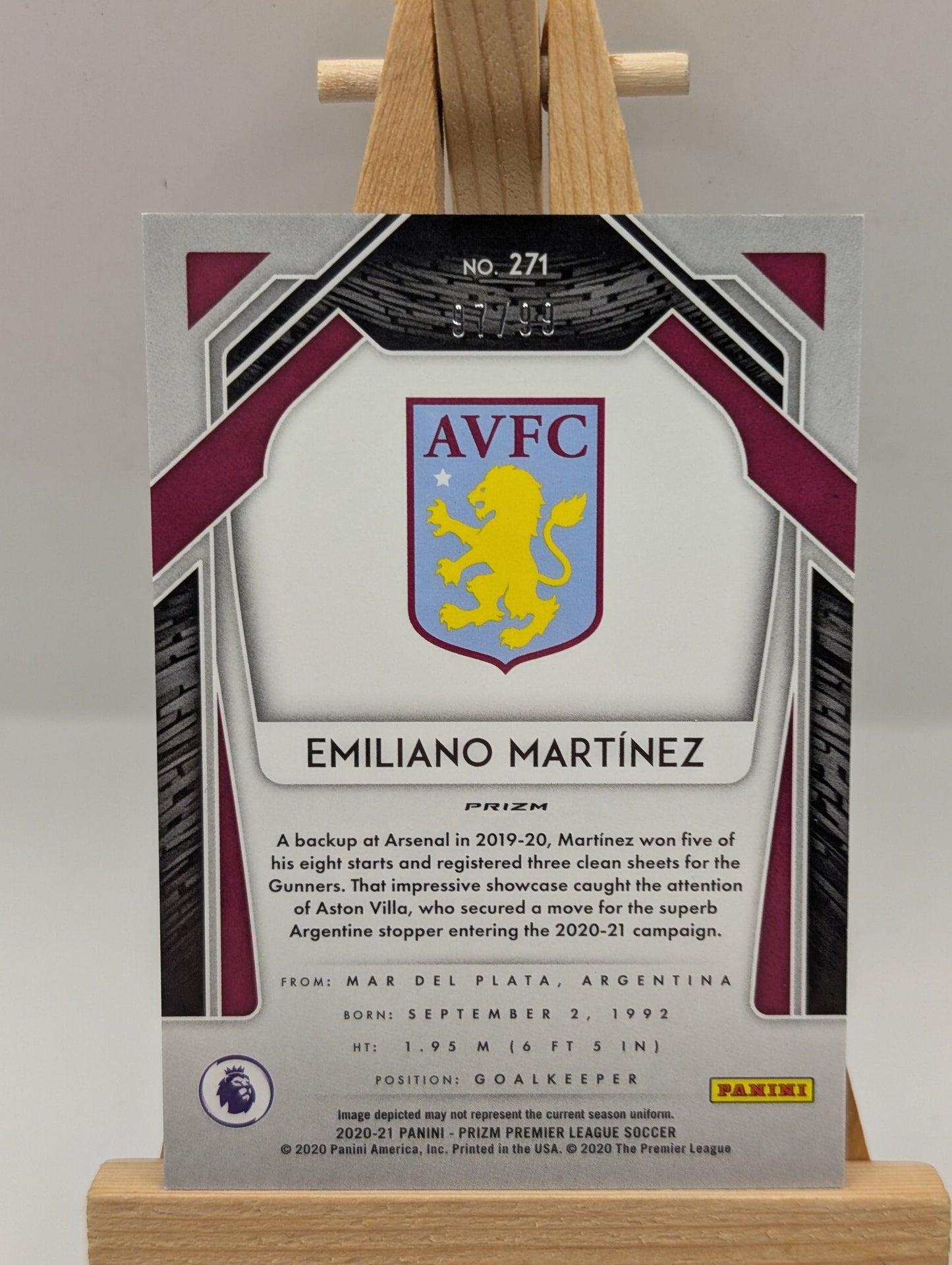 Emiliano Martinez 2020-21 Panini Prizm Premier League Rookie Card RC /99 Prizm FRENLY BRICKS - Open 7 Days