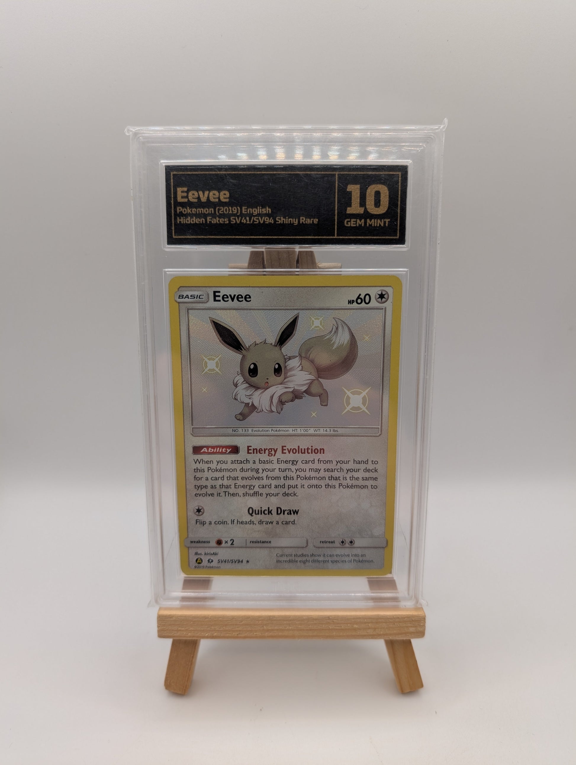 2019 POKEMON SUN & MOON HIDDEN FATES #SV41 EEVEE-HOLO Graded 10 FRENLY BRICKS - Open 7 Days