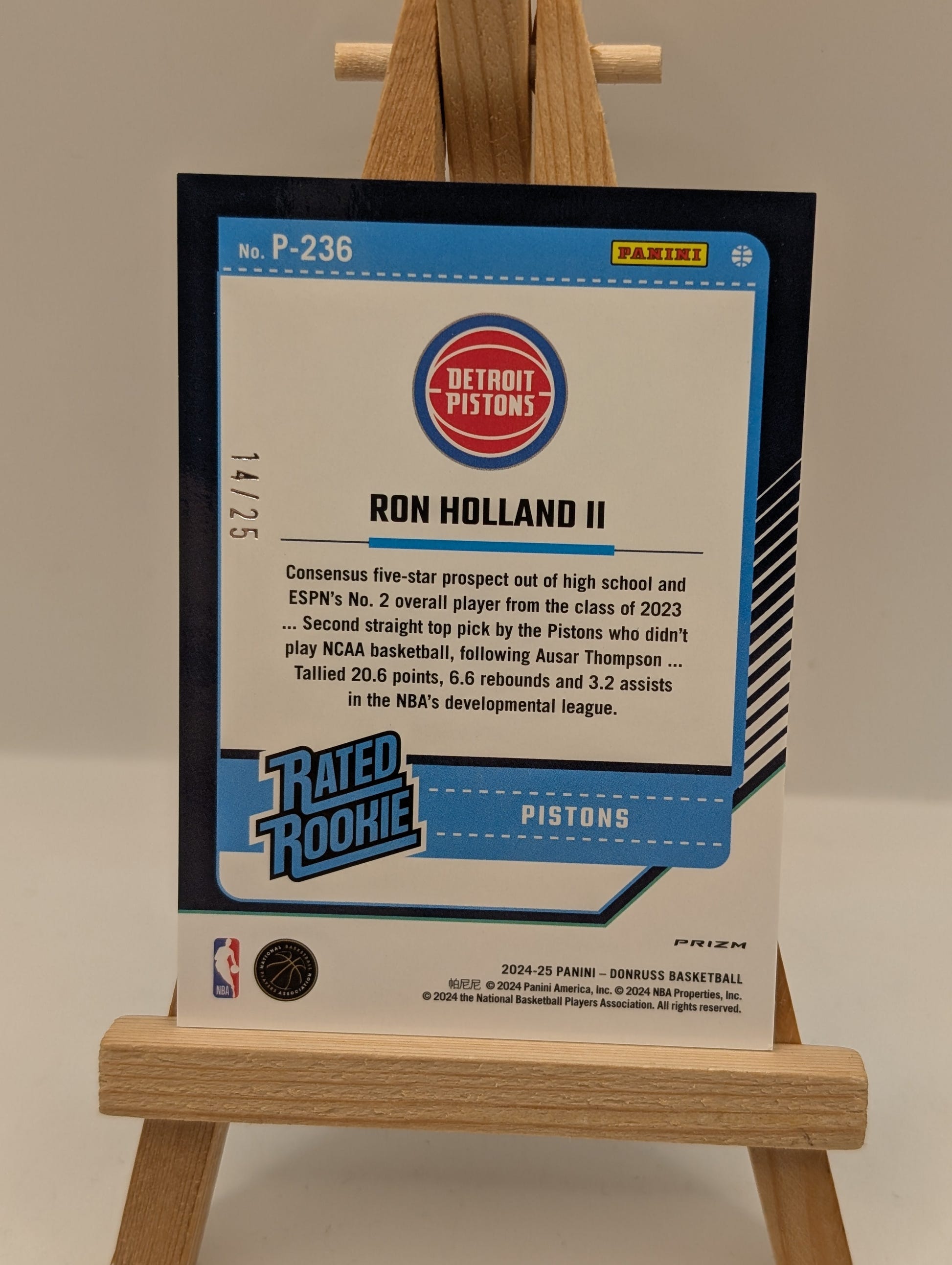 2024-25 Donruss Optic Preview Ron Holland II Rated Rookie Red #236 /25 FRENLY BRICKS - Open 7 Days image 3