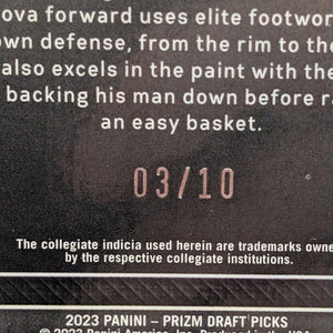 2023-24 Prizm Draft Cam Whitmore Fireworks RC Rookie SP #8 VILLANOVA ROCKETS /10