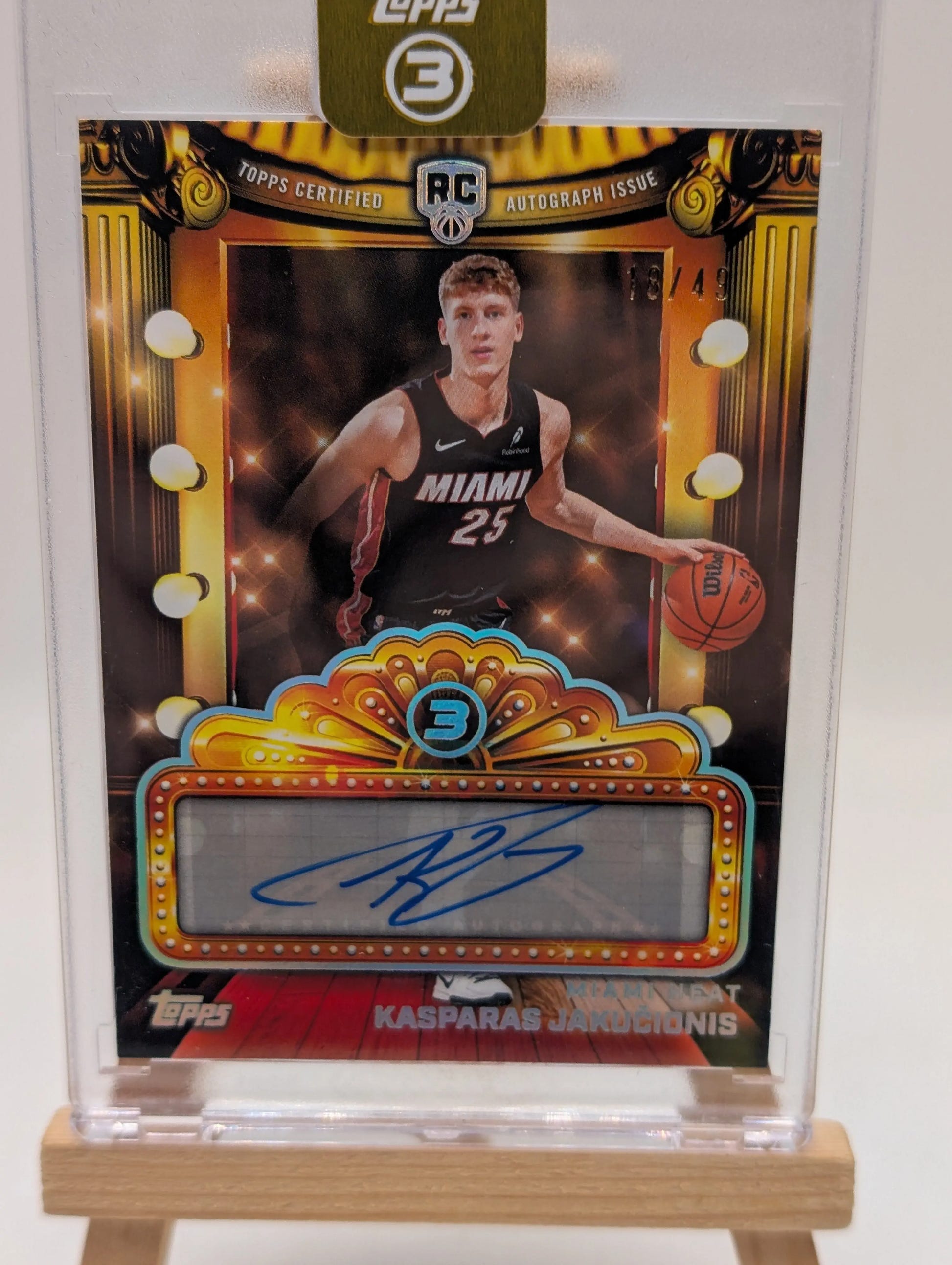 Kasparas Jakucionis 2025-26 Topps Three 3 Next Feature Auto RC /49 FRENLY BRICKS - Open 7 Days image 2