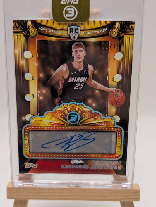 Kasparas Jakucionis 2025-26 Topps Three 3 Next Feature Auto RC /49 FRENLY BRICKS - Open 7 Days