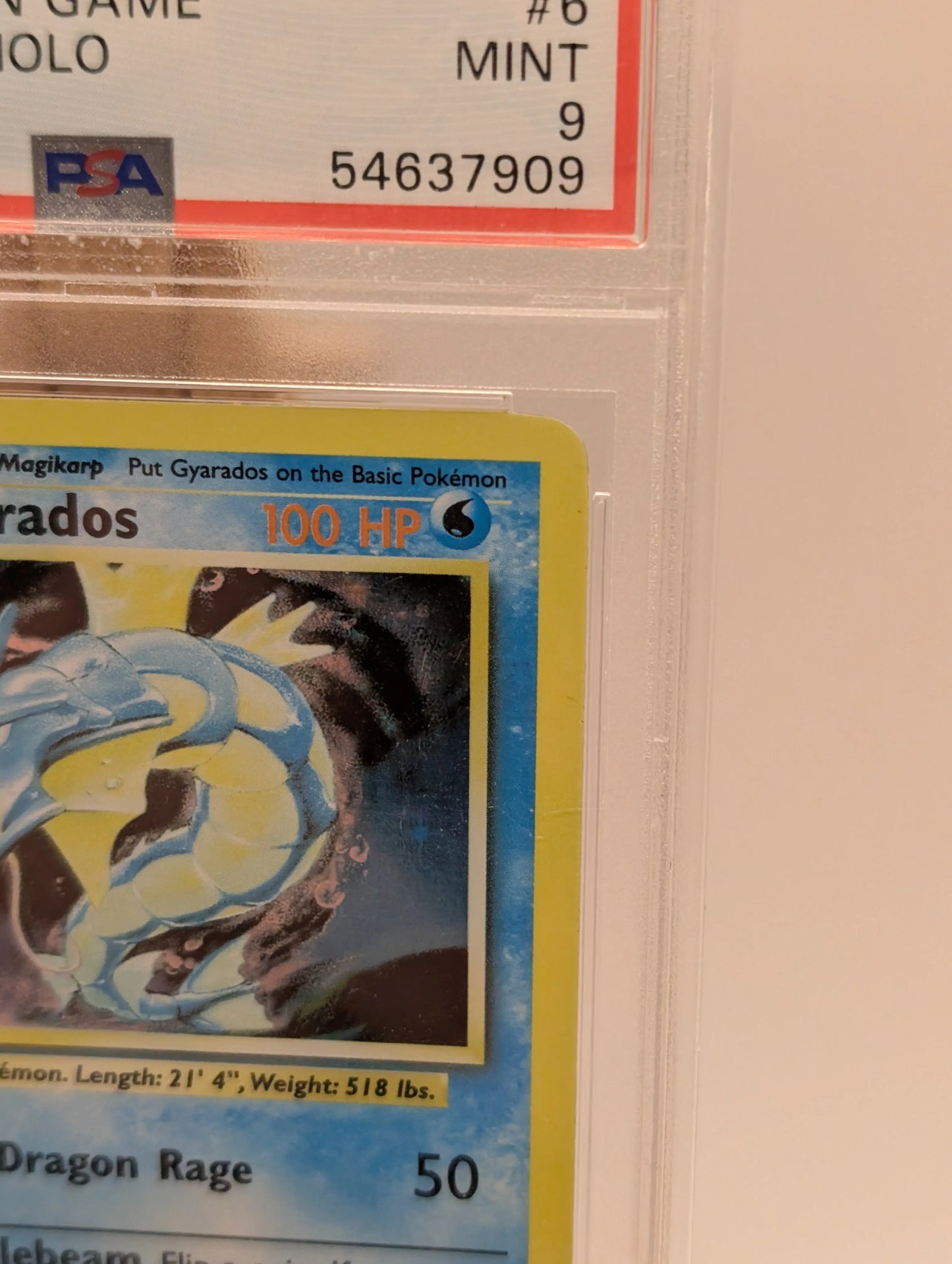 PSA 9 MINT Gyarados 6/102 Base Set Rare Holo Pokemon Card WOTC 1999 FADED FRENLY BRICKS - Open 7 Days