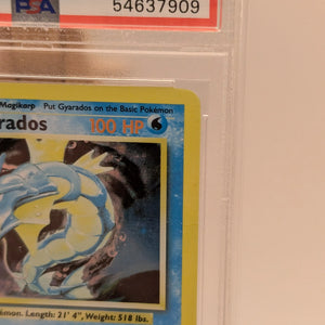 PSA 9 MINT Gyarados 6/102 Base Set Rare Holo Pokemon Card WOTC 1999 FADED FRENLY BRICKS - Open 7 Days