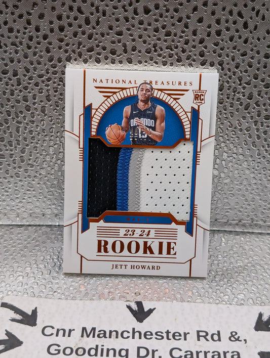 JETT HOWARD 2023-24 NATIONAL TREASURES #161 ROOKIE 4-COLOR PATCH ORANGE /75 RC FRENLY BRICKS - Open 7 Days