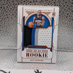 JETT HOWARD 2023-24 NATIONAL TREASURES #161 ROOKIE 4-COLOR PATCH ORANGE /75 RC FRENLY BRICKS - Open 7 Days