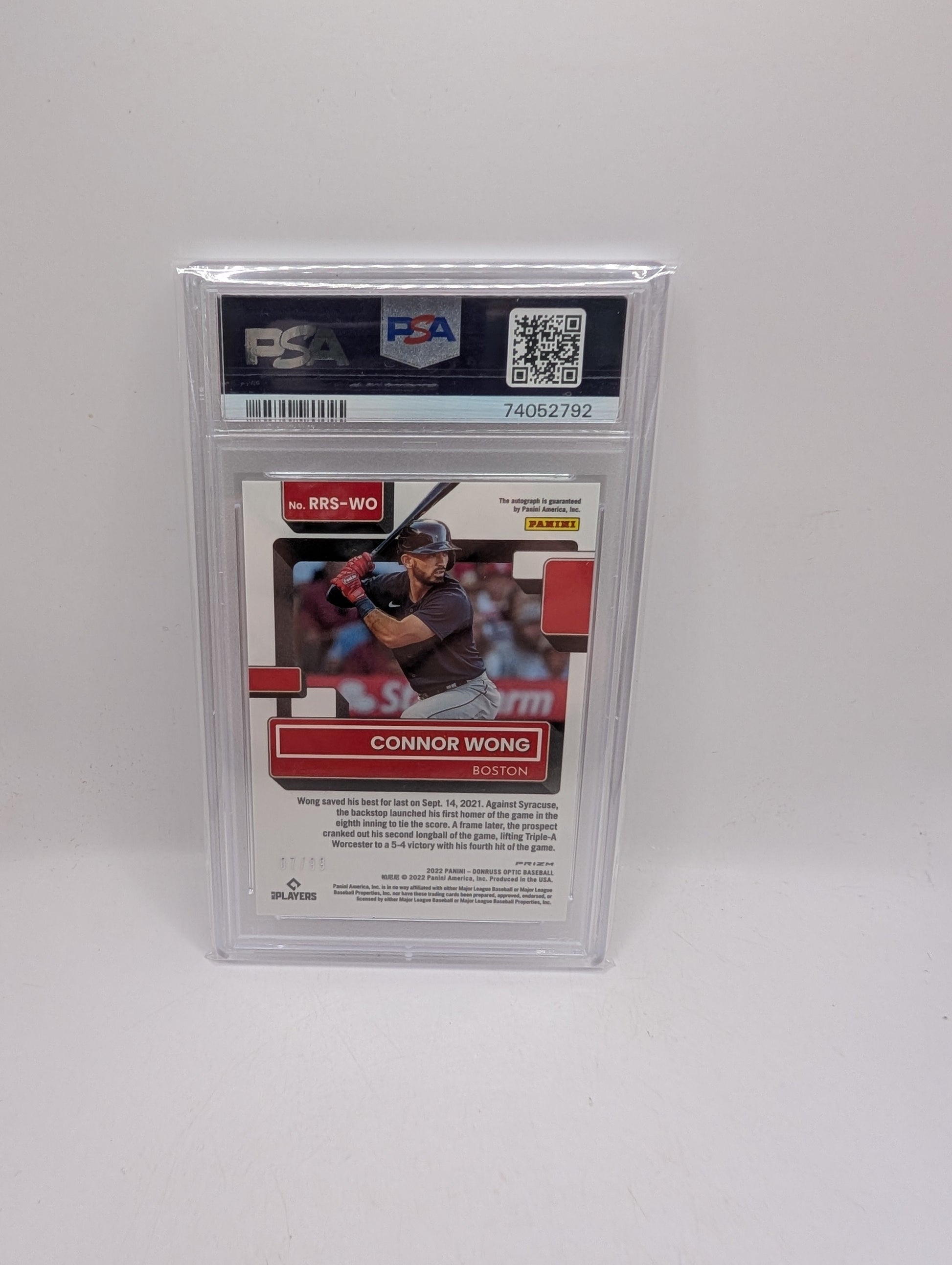 CONNOR WONG RATED ROOKIE AUTO /99 2022 Panini Donruss Optic White Mojo Red Sox PSA 10 FRENLY BRICKS - Open 7 Days
