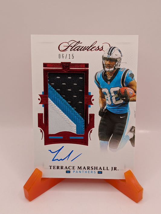 TERRACE MARSHALL JR 2021 FLAWLESS RPA ROOKIE PATCH RUBY RC AUTO /15 FRENLY BRICKS - Open 7 Days