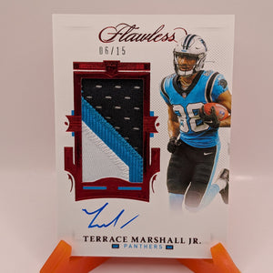 TERRACE MARSHALL JR 2021 FLAWLESS RPA ROOKIE PATCH RUBY RC AUTO /15 FRENLY BRICKS - Open 7 Days