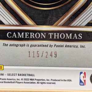 2021-22 CAMERON THOMAS /249 AUTO PANINI SELECT SILVER ROOKIE RC AUTOGRAPHS