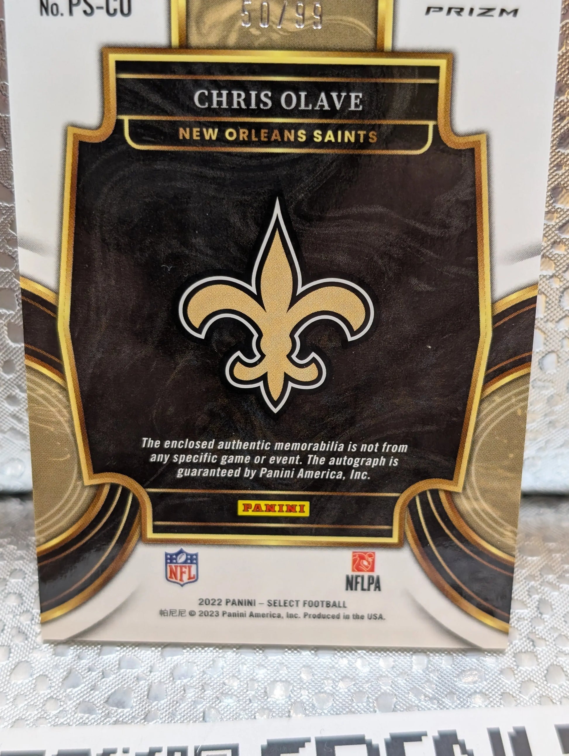 chris olave select rookie patch auto /99 ps-co SILVER FRENLY BRICKS - Open 7 Days