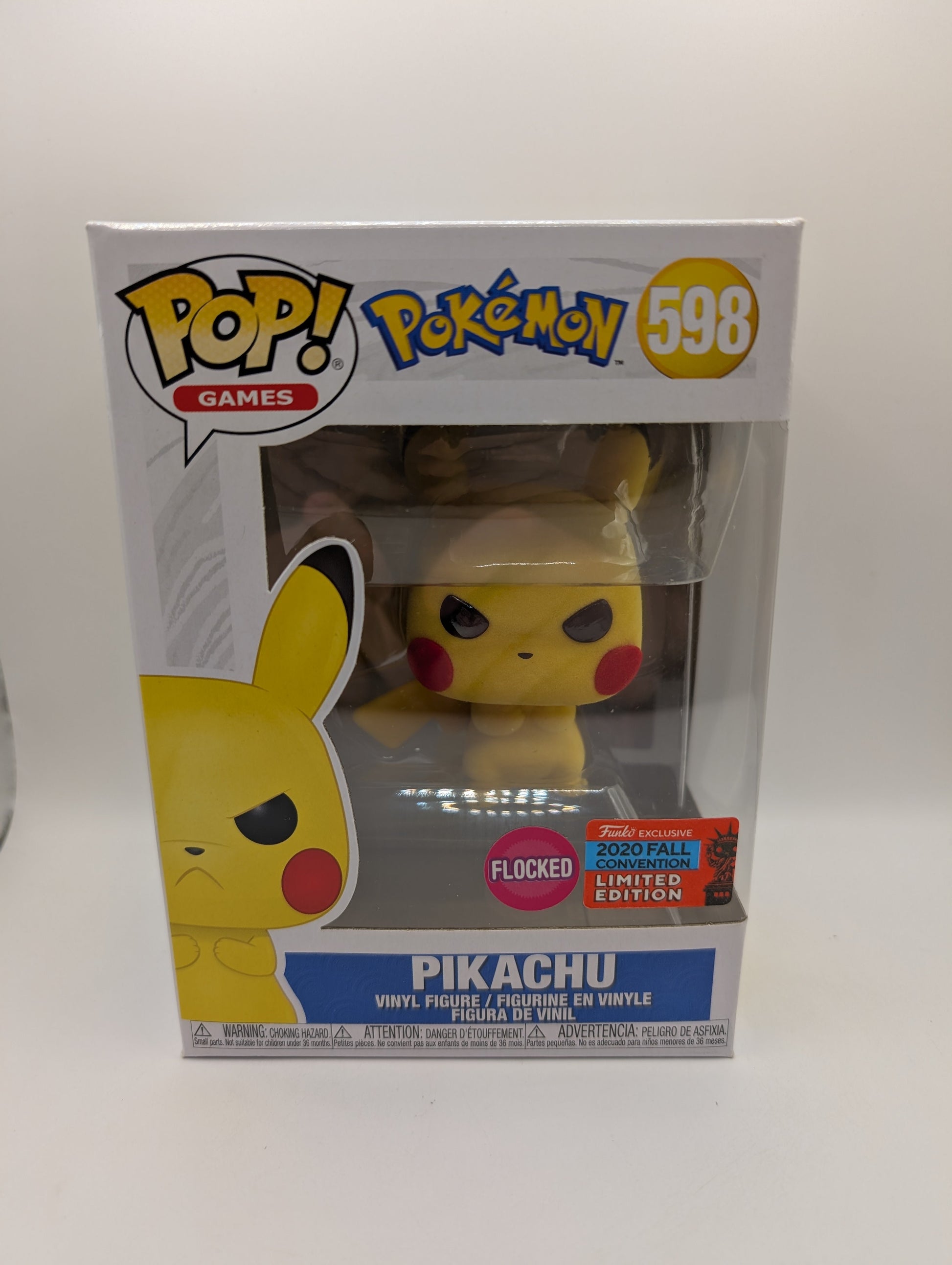 PIKACHU Pokemon Flocked 2020 NYCC Fall Funko POP! #598 FRENLY BRICKS - Open 7 Days
