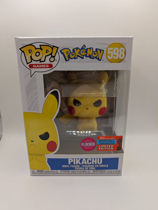 PIKACHU Pokemon Flocked 2020 NYCC Fall Funko POP! #598 FRENLY BRICKS - Open 7 Days